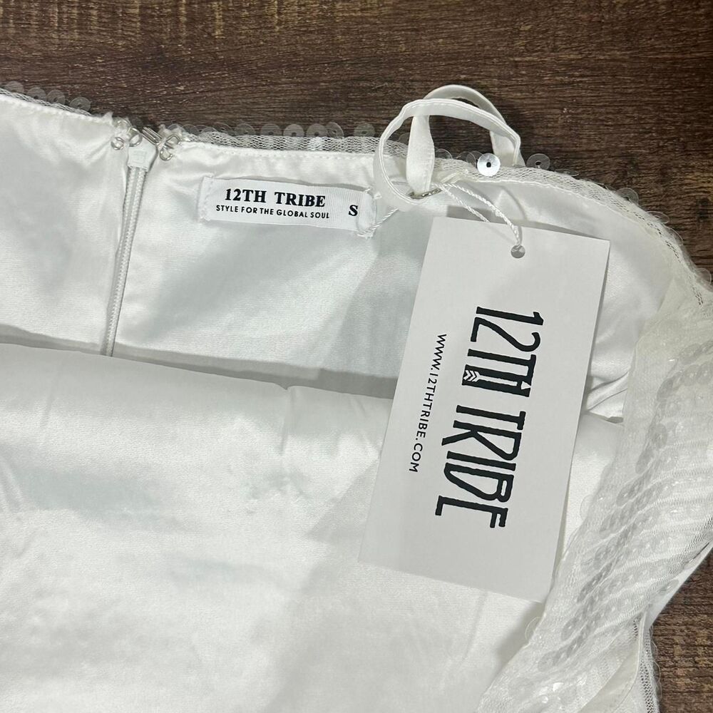12th Tribe White Sequin Mini Dress Womens Small Party Clubwear NWT - Picture 6 of 6